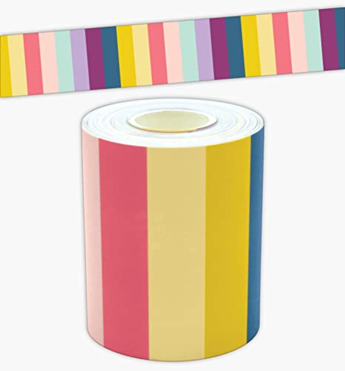 Oh Happy Day Stripes Straight Rolled Border Trim - 50 ft - Decorate Bulletin Boards, Walls, Desks, Windows, Doors, Lockers, Schools, Classrooms, Homeschool & Offices